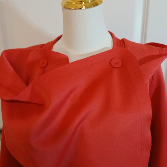 Akira Chicago Black Label Hooded Wrap Coat Jacket Women's Size M Red Belted - Picture 3 of 11